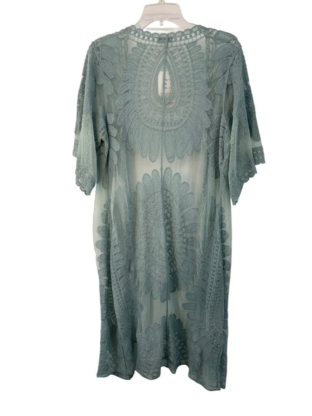 Rebellion Again Lace Duster Cardigan Womens Medium Light Teal New - Picture 2 of 11